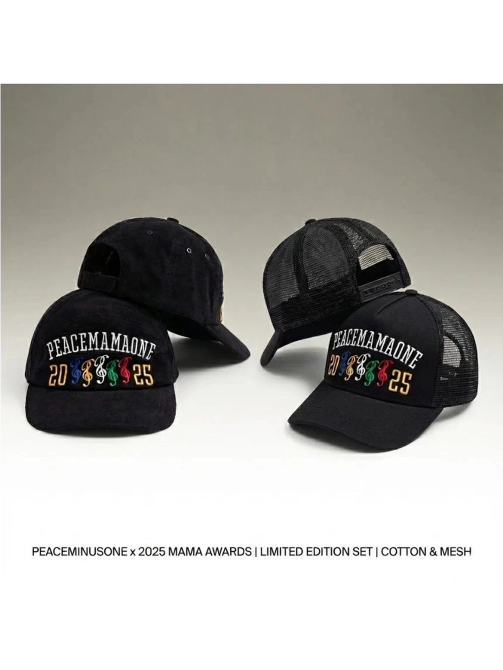 Peaceminusone x MAMA 2025 Peacemamaone Cap G-Dragon GD Mesh Trucker Hat New